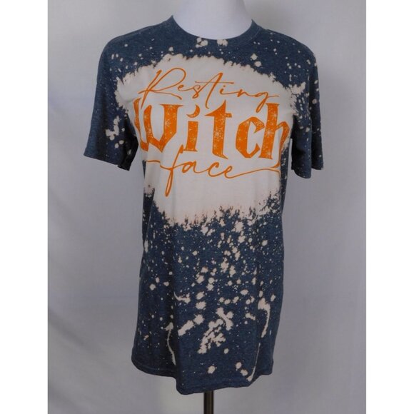 Resting Witch Face Bleach Splatter T-Shirt Women S Gildan Softstyle Cotton Blend - Picture 1 of 12